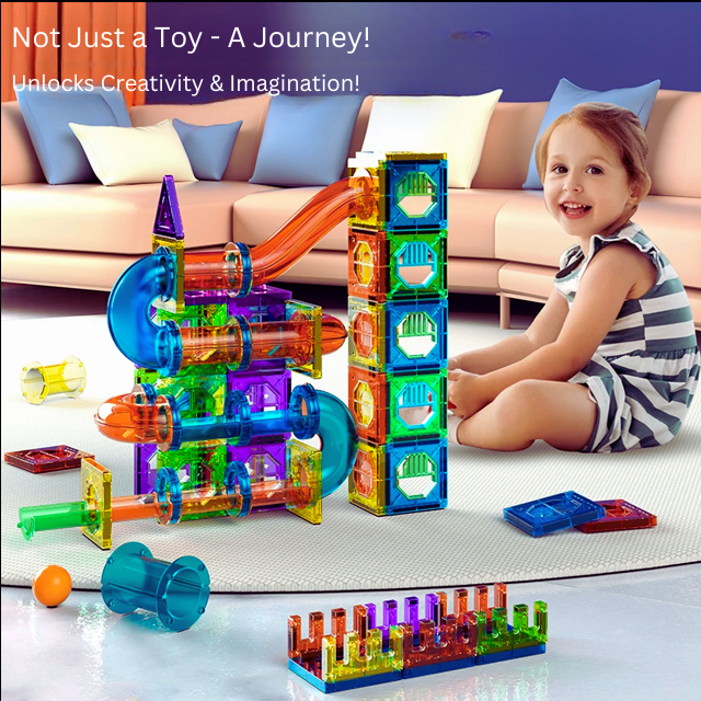 Light Magnetic Tiles Building Blocks Marble Run